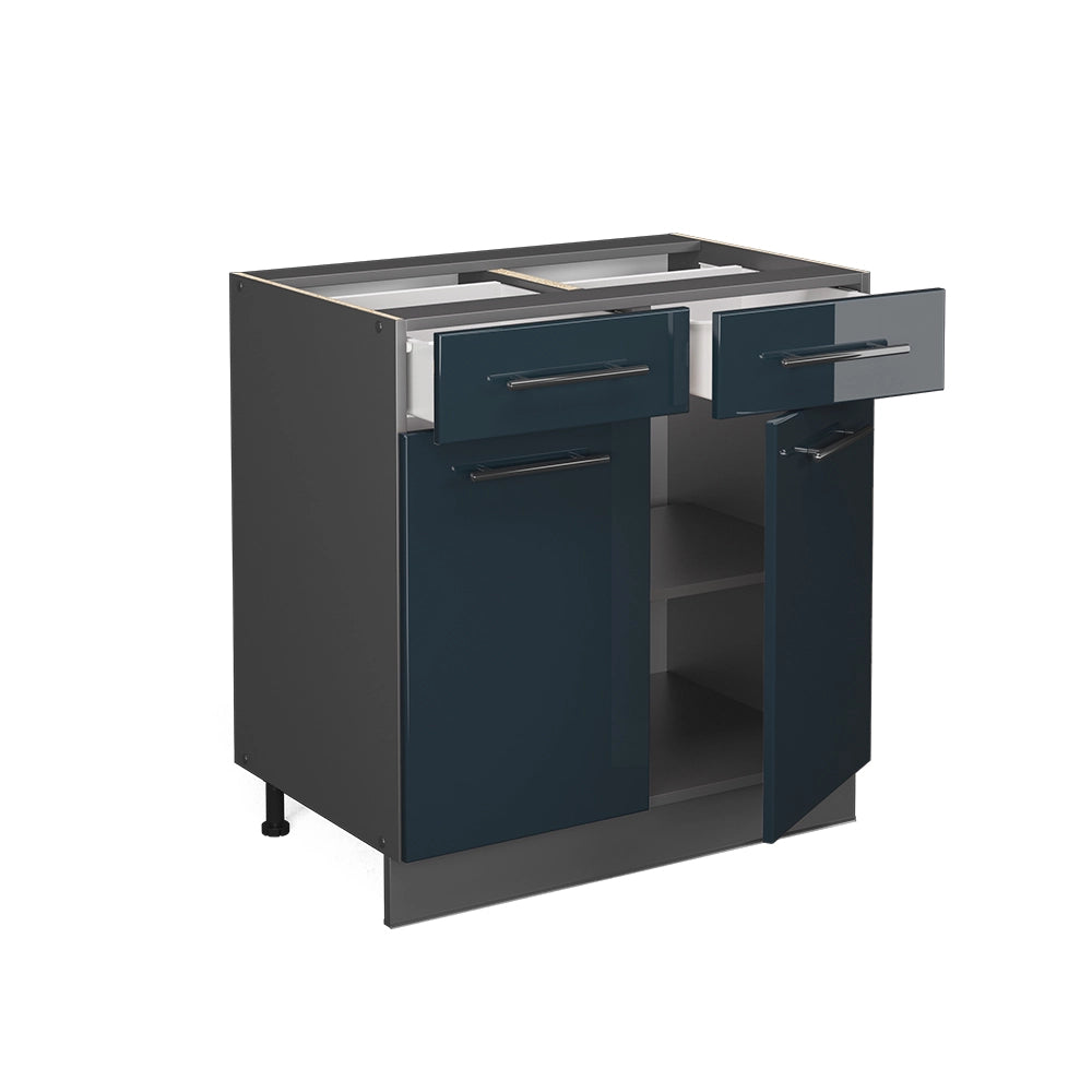 Mobiletto base per cucina Fame-Line Blu scuro lucido/Antracite 80 cm, PL Marmo Vicco