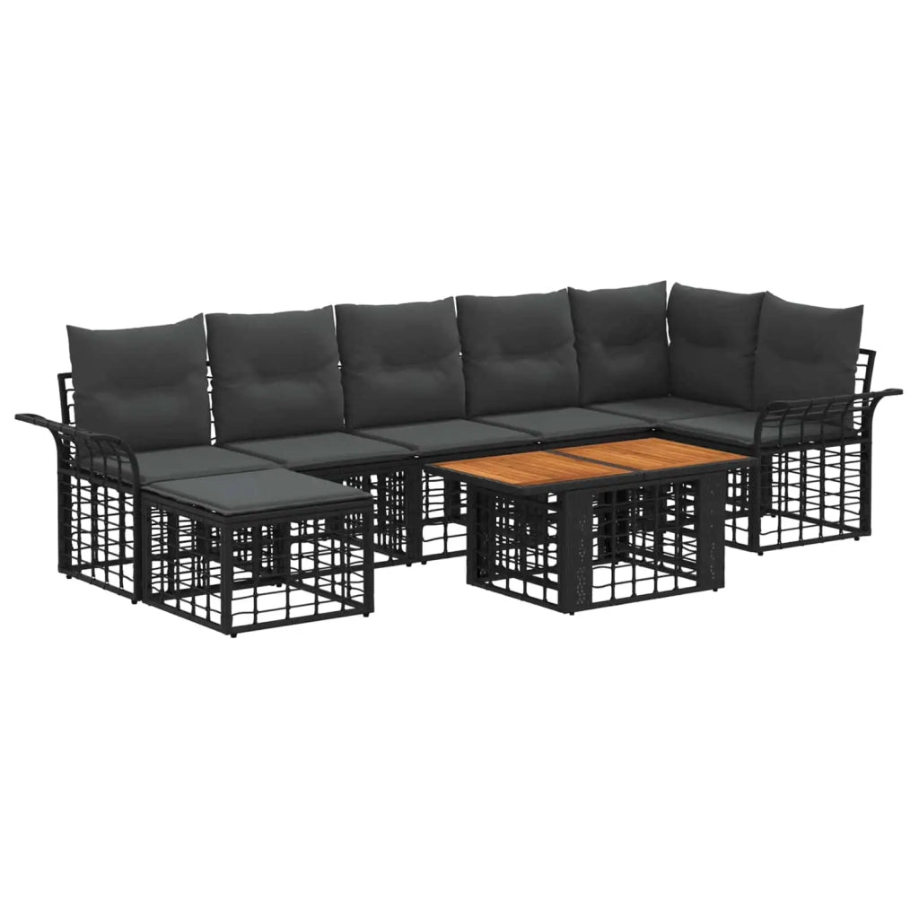 Set Divano da Giardino 8 pz Nero e Grigio scuro polyrattan 3438001