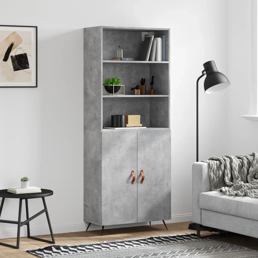 Credenza-Buffet-Armadio da cucina Grigio Cemento 69,5x34x180 cm in Legno Multistrato 566575
