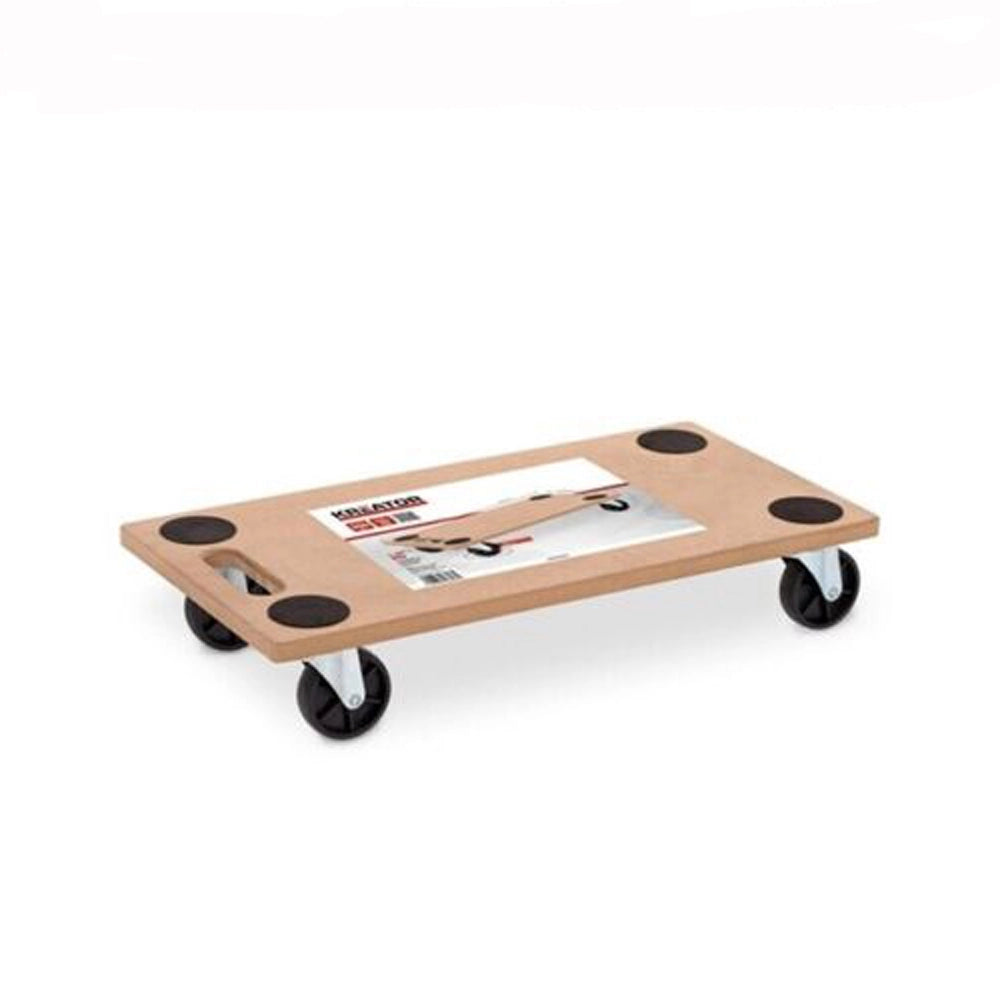 CARRELLO TRASPORTO MOBILI CON RUOTE BASE DI LEGNO PIATTA PORTATA 200KG 58x29,5cm KREATOR