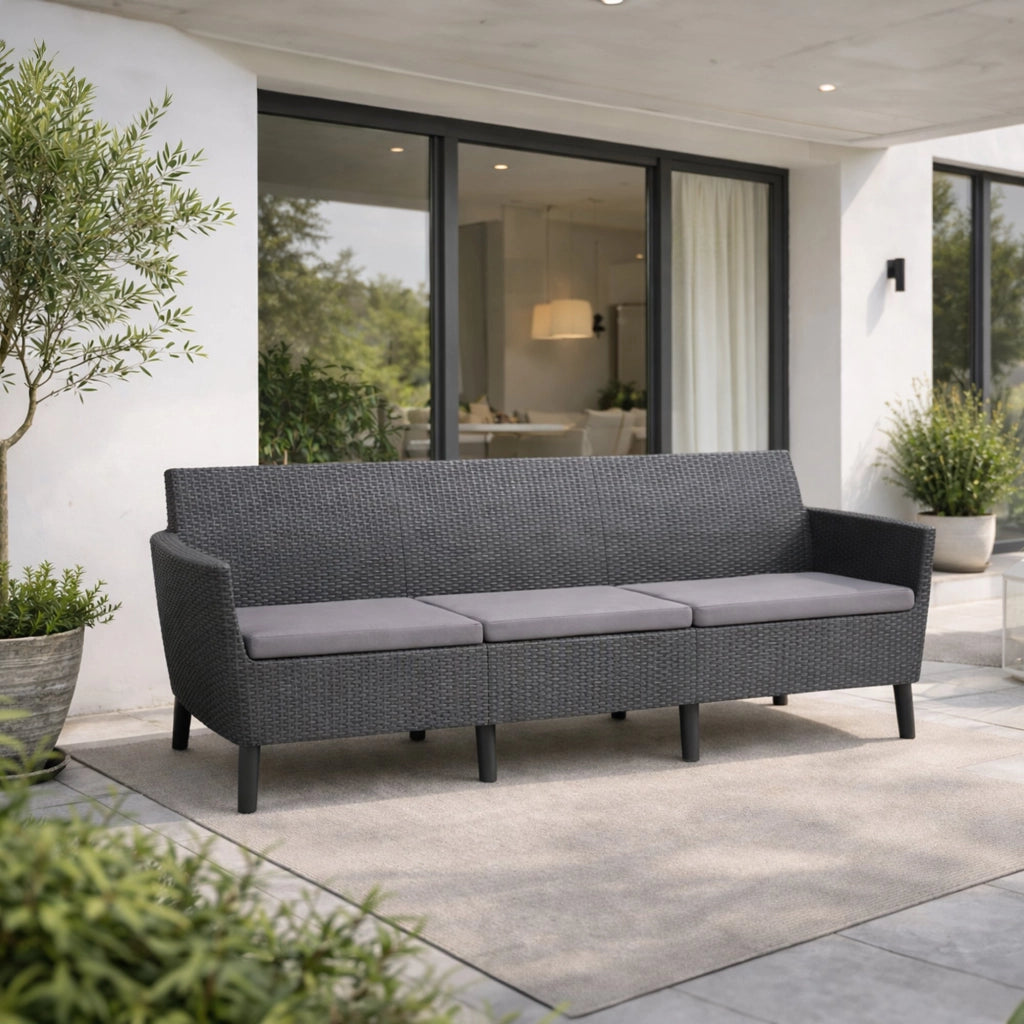 Divano da esterno Winnipeg, Sofà da giardino, Divanetto outdoor, Divano per terrazzo, 187x67 h76 cm, Antracite