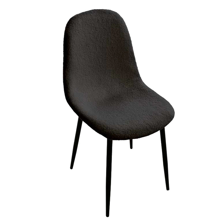 SEDIA IMBOTTITA TEDDY IN TESSUTO NERO CON GAMBE NERE 44X48X88 CM