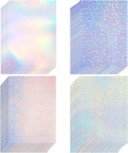 Stickerpapier A4 Holografico - Film Transparente con Pattooni di Pietra Nobile, Arcobaleno e Stelle - Acqua-Resistente e Autoadesivo