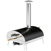 Forno Pizza Legno con Pietra Refrattaria ¨C Zephmum ¨C Grigio con Termometro e Vassoio Girevole