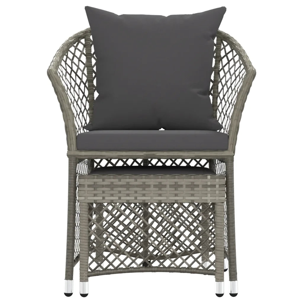 Set di Divani da Giardino 2 pz con Cuscini in Polyrattan Grigio 319688