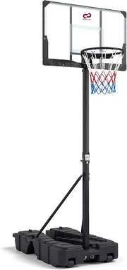 Canestro da Basket da Esterno ed Interno, Canestro da Basket Professionale e Pieghevole con Altezza Regolabile 230-305 cm, Tabellone in PC Infrangibile e Base Mobile con Ruote e Riempibile