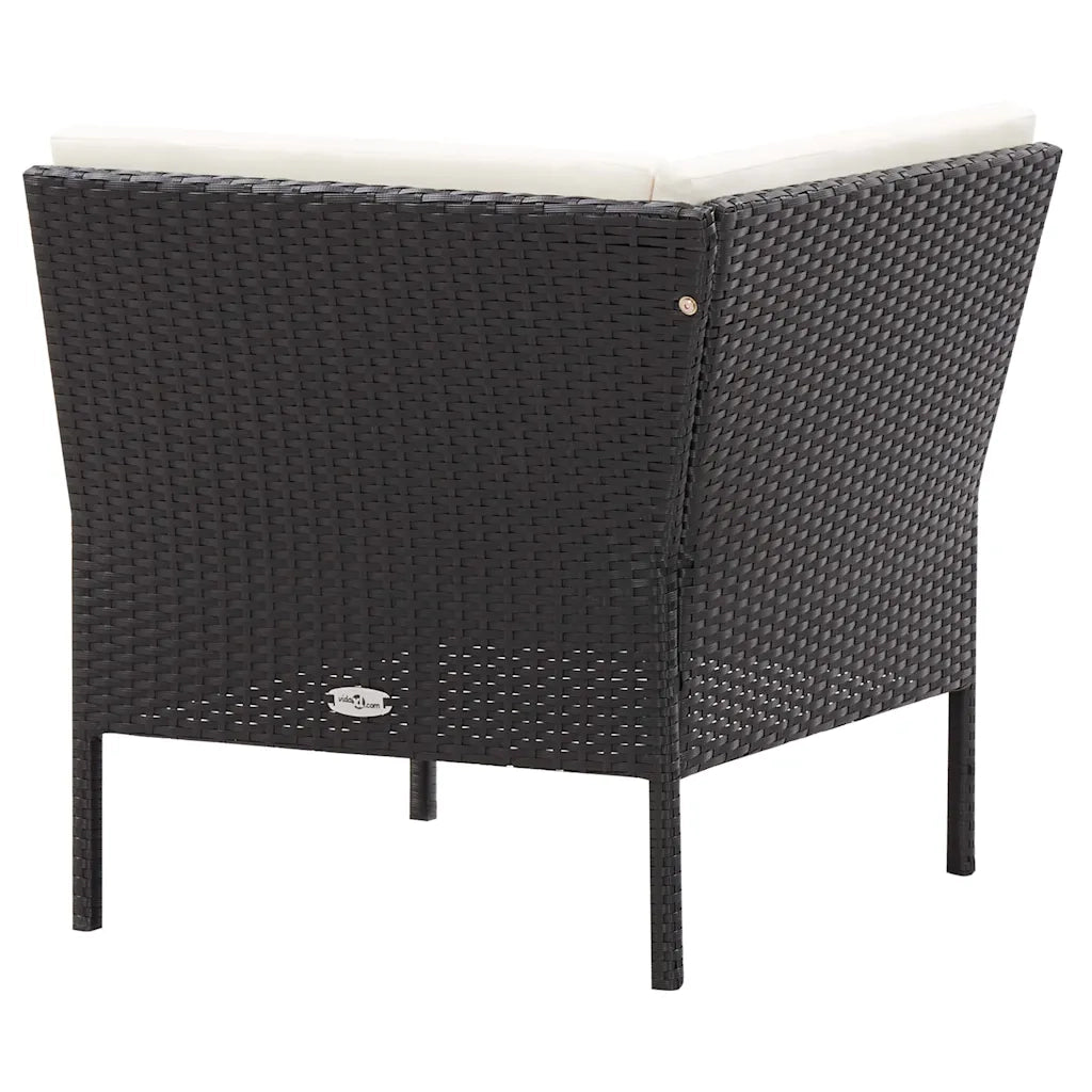 Set Divani da Giardino 6 pz con Cuscini in Polyrattan Nero 48936