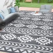 Tappeti per esterni impermeabili per terrazze grigio 180 x 270 cm - tappeto di plastica - tappeto leggero da picnic - deken da picnic portatile - tappeto esterno pieghevole e rovesciabile - per camper, giardino e terrazza esterna