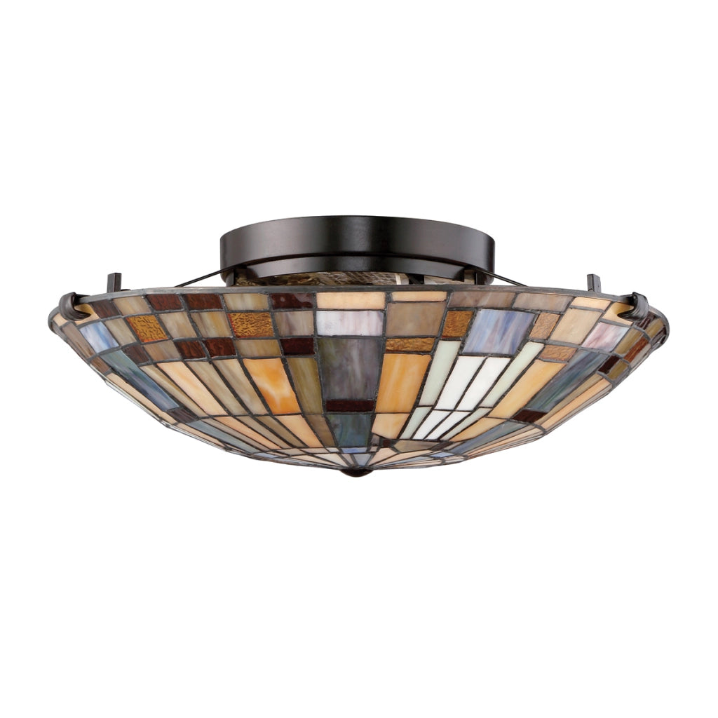 Plafoniera vetrata multicolor Inglenook Quoizel 2xE27