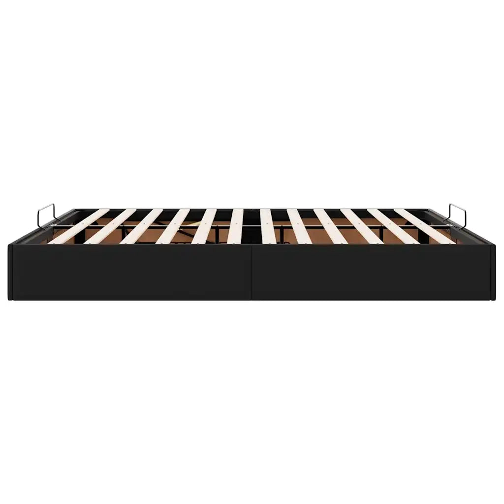 Struttura Letto Pouf senza Materasso Nero 200x200 cm Similpelle 3310819