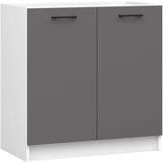 Mobile da cucina per incasso del forno AKORD S80 sistema OLIWIA Bianco 80 cm 2 ante inserto frontale Grigio Grafite 80x46x82 cm