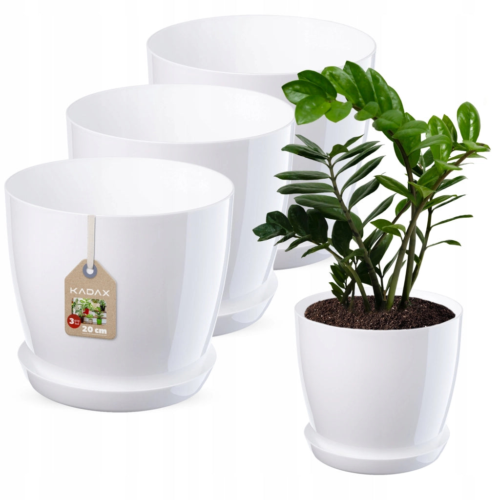 Vaso da fiori KADAX, coprivaso, 20 cm, supporto per fiori, plastica bianca, 3 pezzi.