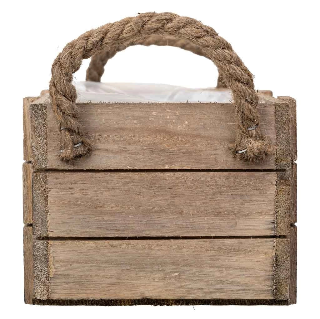 Cesto in legno con manici marroni 22x13x10,5h