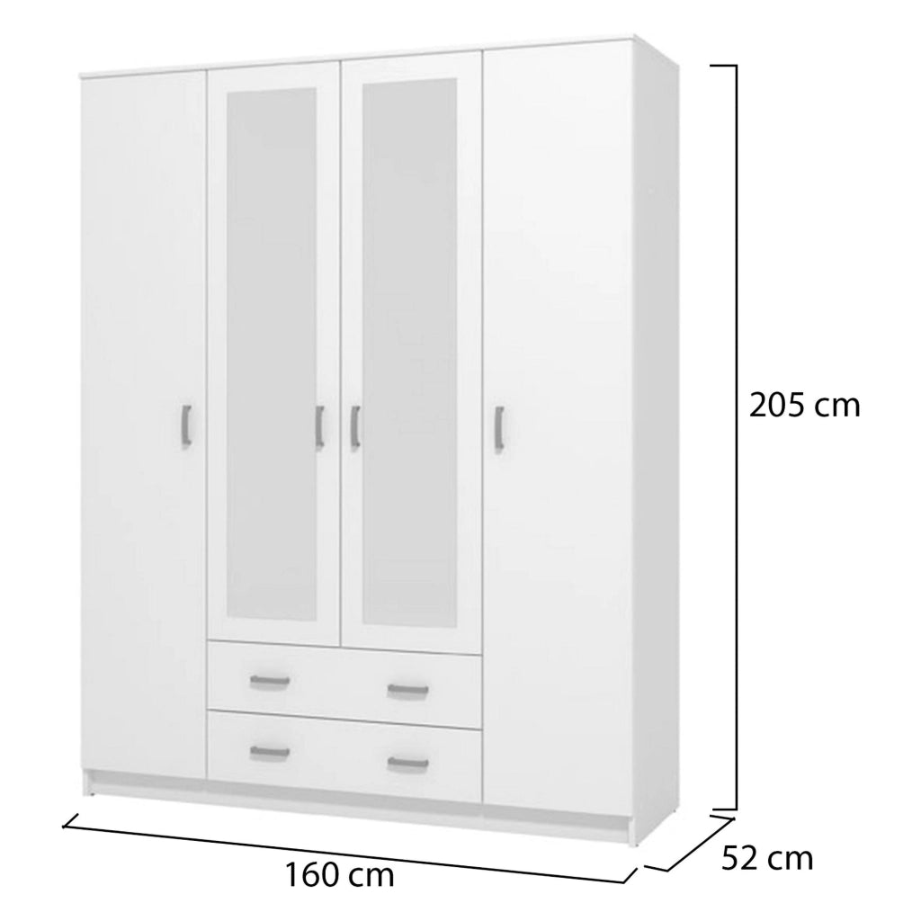 Armadio Camera da Letto Miazzina, Guardaroba Grande 9 Ripiani, 160x205h cm Bianco