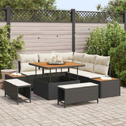 Set Divano da Giardino con cuscino 8 pcs Nero Poly Rattan 3364855