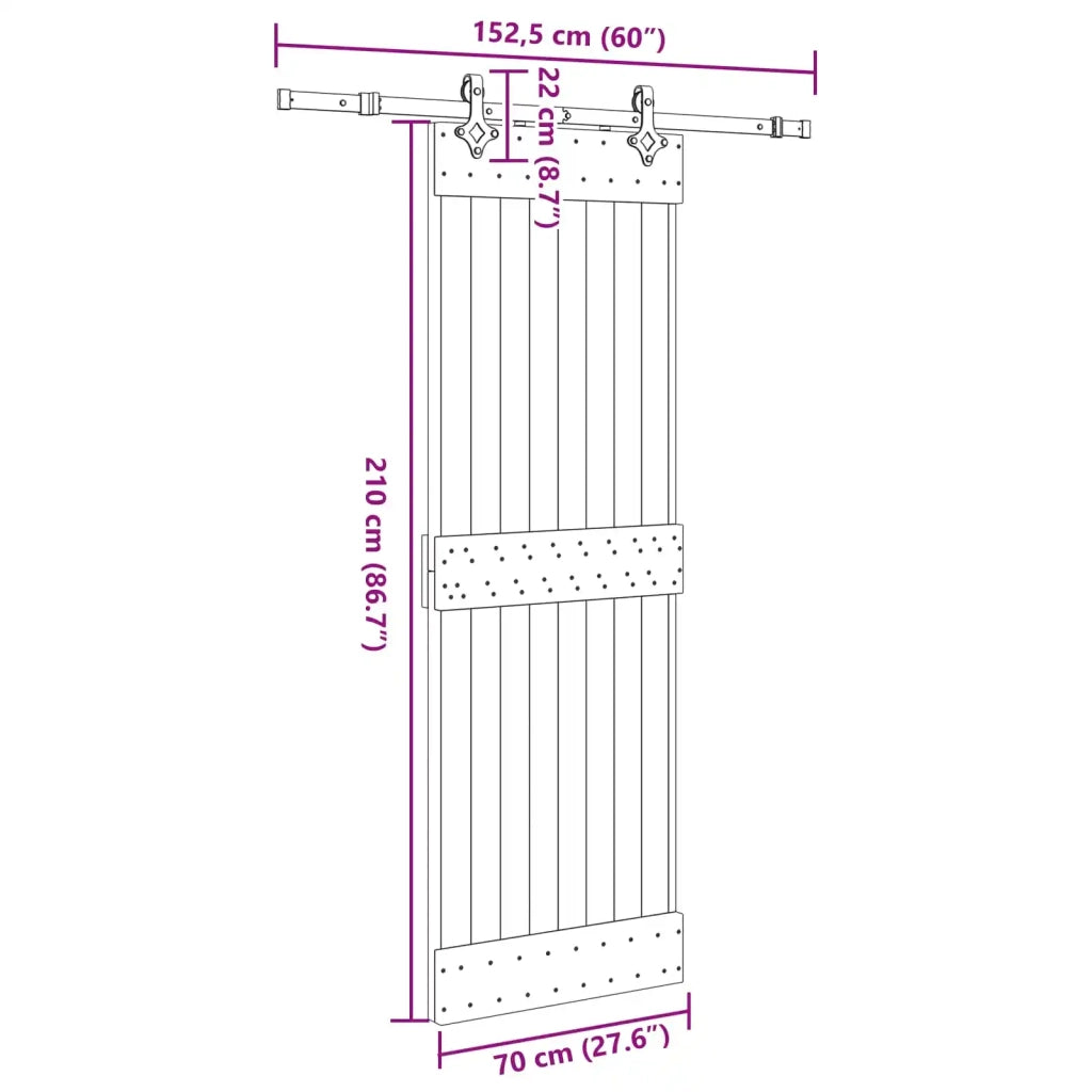 Porta scorrevole NARVIK Naturale e Nero 70 x 210 cm (152,5 cm) 3445275