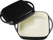 Set di cottura 2 in 1 - teglia da forno e padella - piatto da forno in acciaio inox con coperchio - rivestimento email - forno griglia BBQ induzione - nero - 15 litri - Ø 24,6 cm