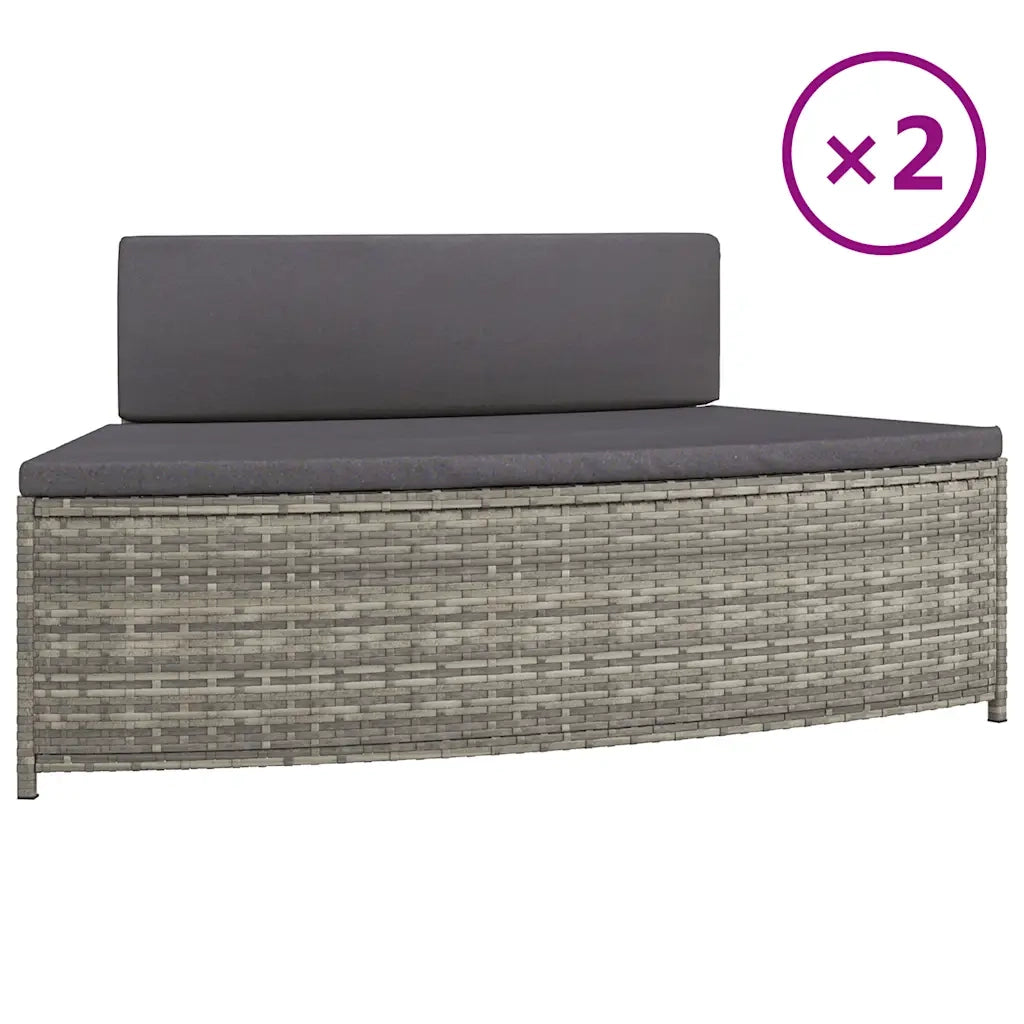 Panche per Spa con Cuscini 2 pz in Polyrattan Grigio 362263