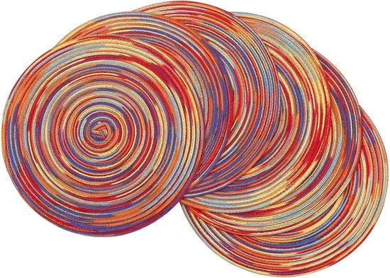 Set di 6 tovaglioli in cotone, rotondi, lavabili, resistenti allo scivolamento, tovaglioli intrecciati per feste, decorazione