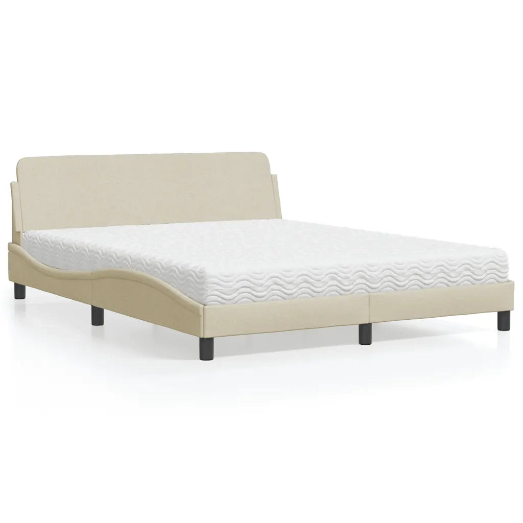 Letto con Materasso Dover Crema 160x200 cm in Tessuto 3208429
