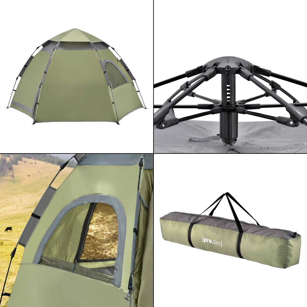Tenda Pop Up 'Nybro' da Campeggio per 2-3 Persone, Incl. Borsa di Trasporto - Verde [pro.tec]