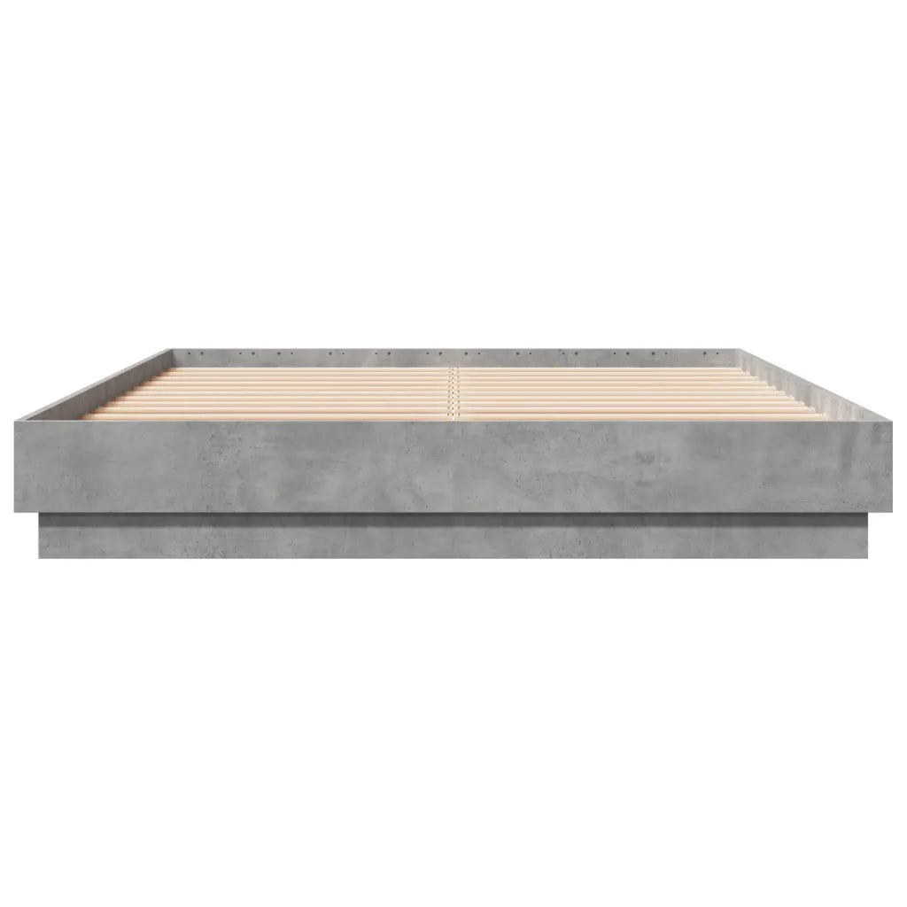 Letto matrimoniale | Letto per adulti | Giroletto con Luci LED Grigio Cemento 160x200 cm
