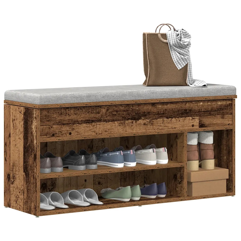 Scarpiera Legno Antico 102x30,5x45 cm in Legno Multistrato