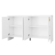 Madia con 4 Ante e Ripiani Regolabili; Maniglie Dorate; Stile Moderno; in Pannelli Truciolari; 140??38??80 cm; Bianco