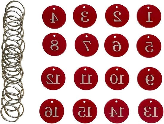 Set di 100 Etichette Acriliche con Anello di Chiusura per Ristoranti, Alberghi, Uffici