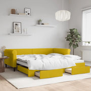 Divano Letto Estraibile con Cassetti Giallo 100x200cm Velluto 3197831