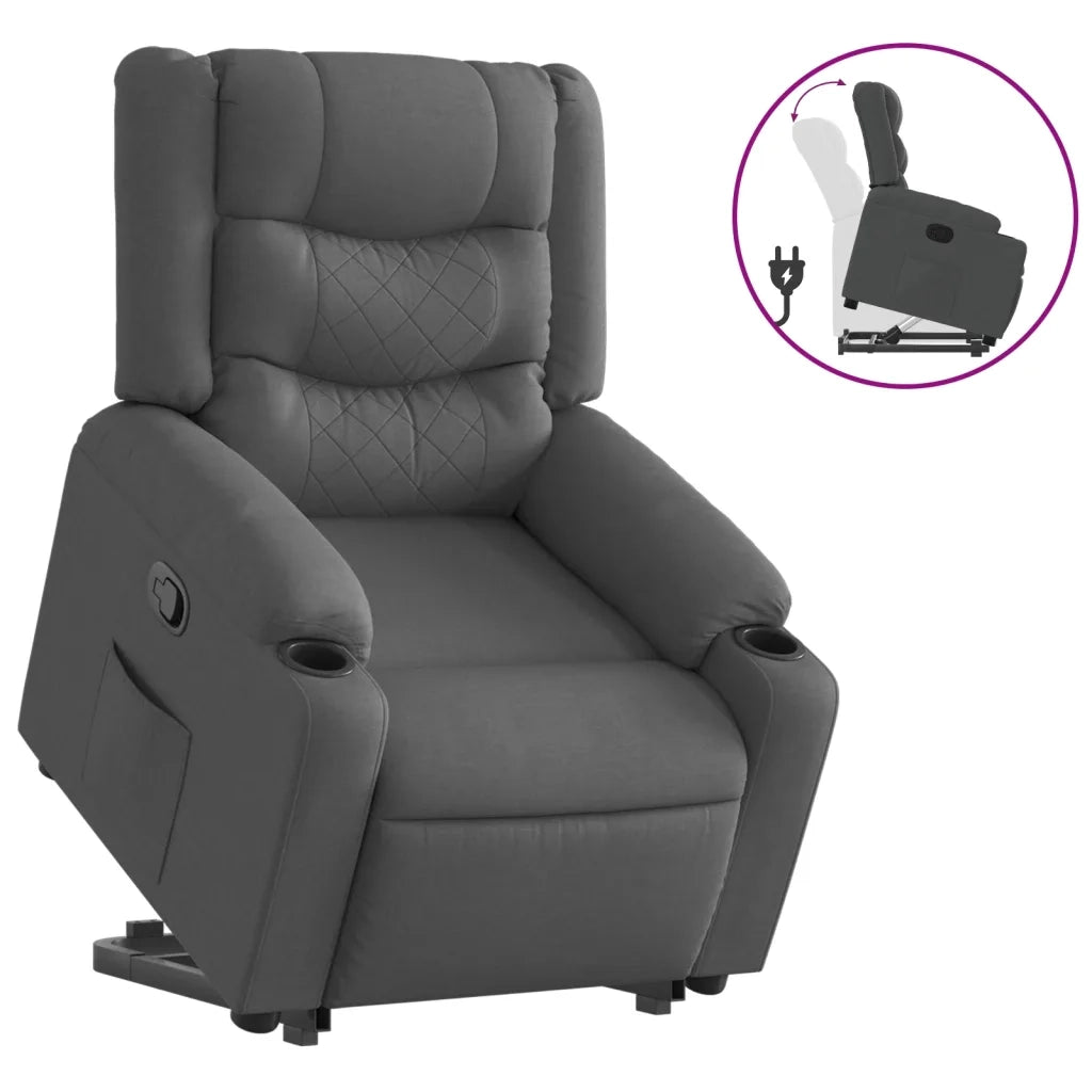 Poltrona Alzapersona Reclinabile Grigio Scuro in Tessuto 3206574