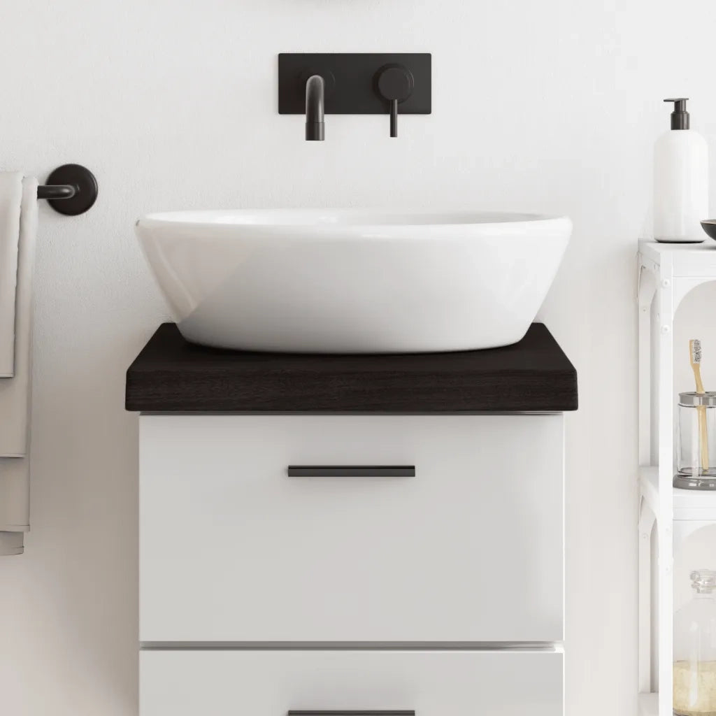 Piano Bagno Marrone Scuro 40x30x(2-6)cm Legno Massello Trattato 3156196