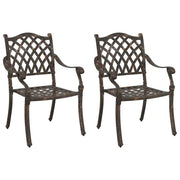 Sedia da Giardino 2 pz | Sedie da Esterno Bronzo 56 x 55 x 92.5cm Alluminio