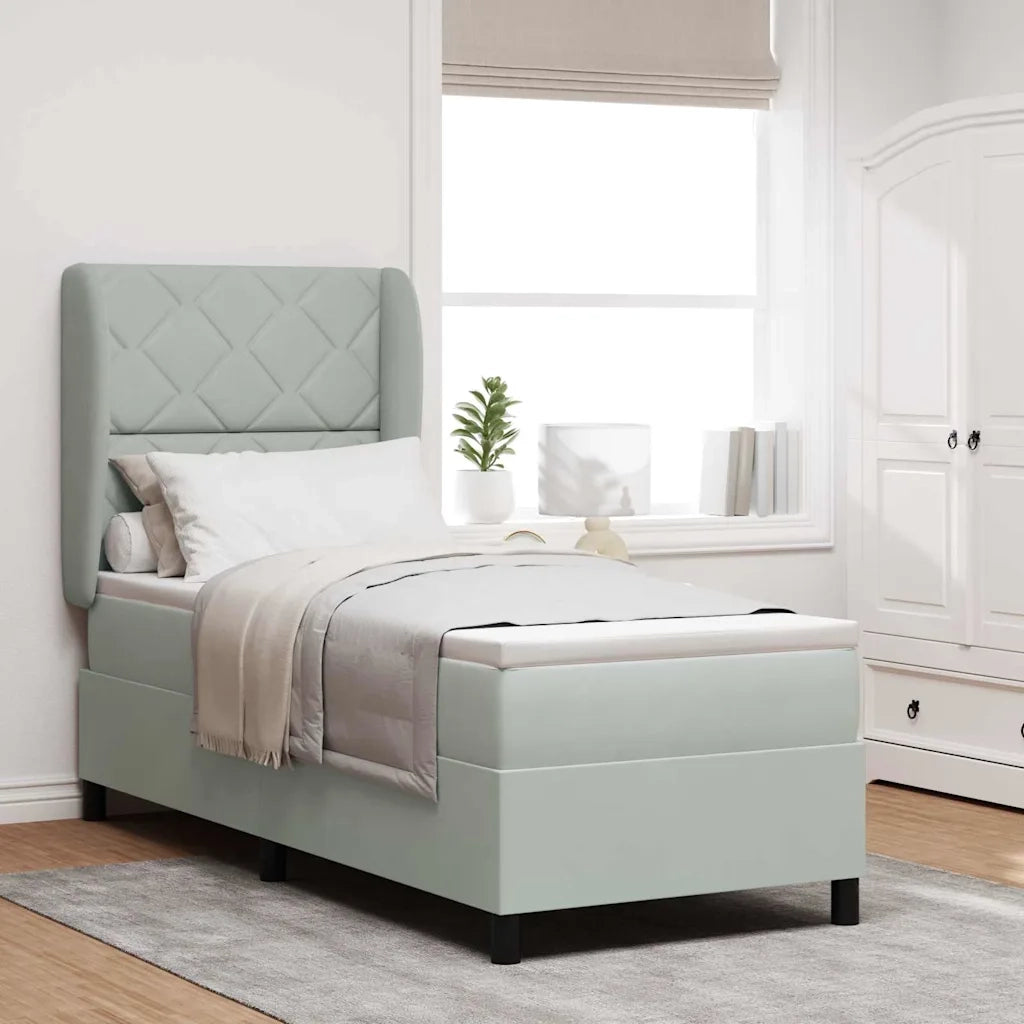 Letto a molle con testiera Grigio chiaro 200 x 80 cm Poliestere 3340952