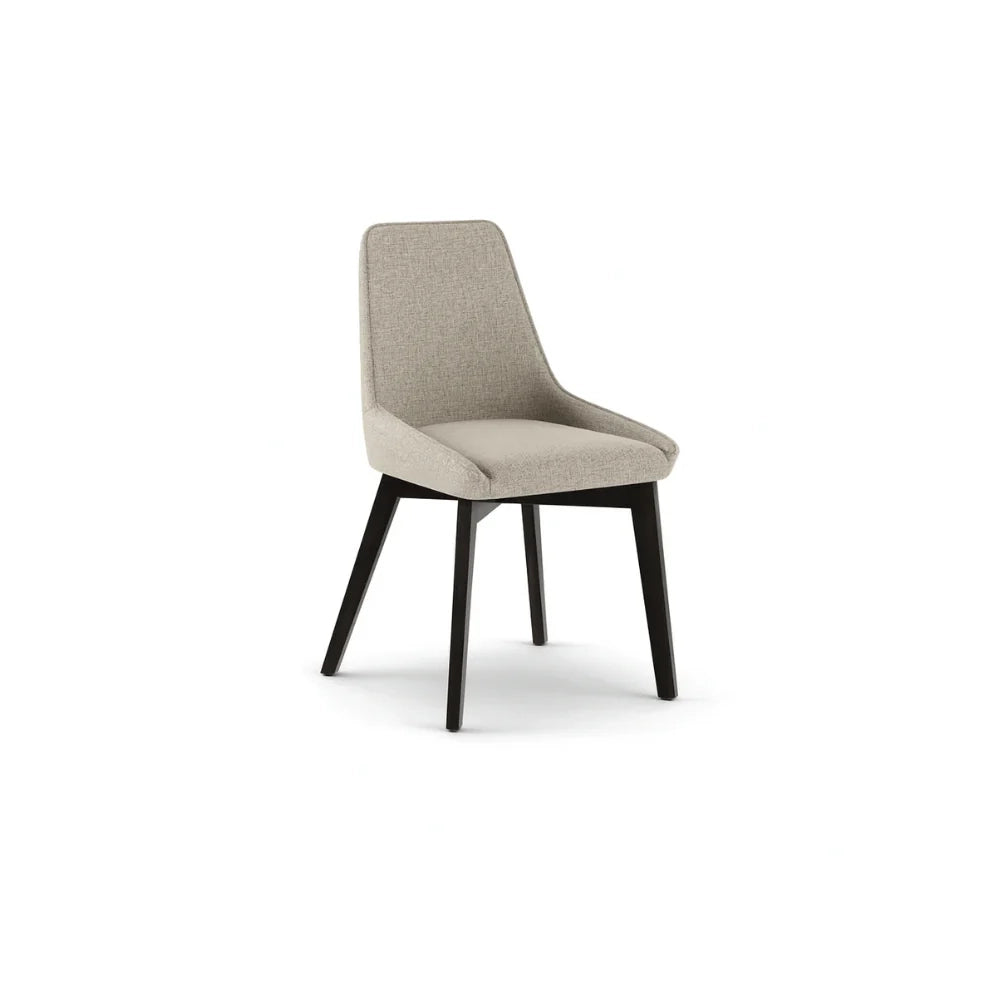 Set di 4 sedie da pranzo imbottite in tessuto beige Erythea con struttura in metallo facili da pulire | Duzzle