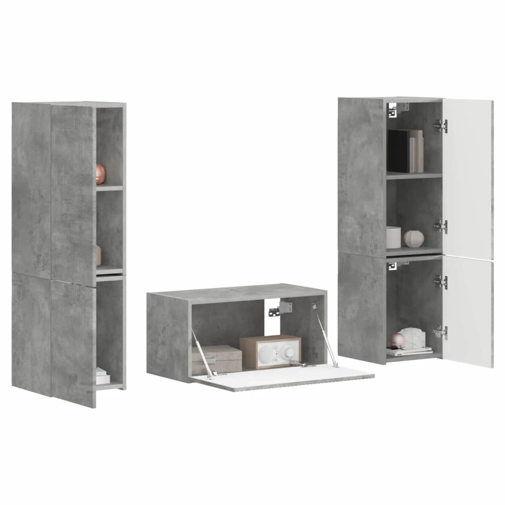 Set mobile TV 5 pz-Credenza per TV Grigio cemento Legno multistrato 760837