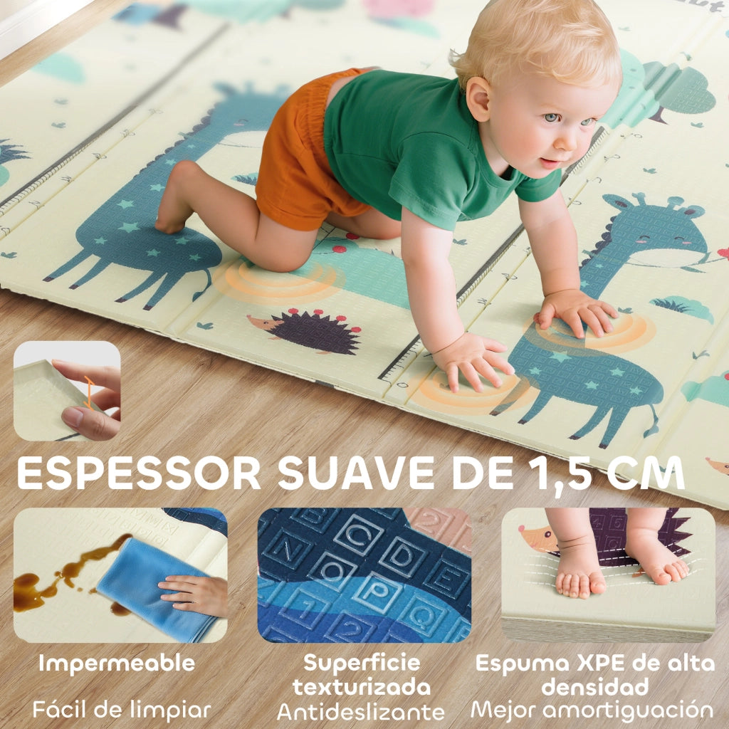Tappeto Pieghevole Reversibile per Bambini ¨C zephmum ¨C 196x176x1.5 cm Multicolore