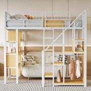 Letto a soppalco multifunzionale - Xylo - 140x200 cm - Bianco - Spazio di archiviazione