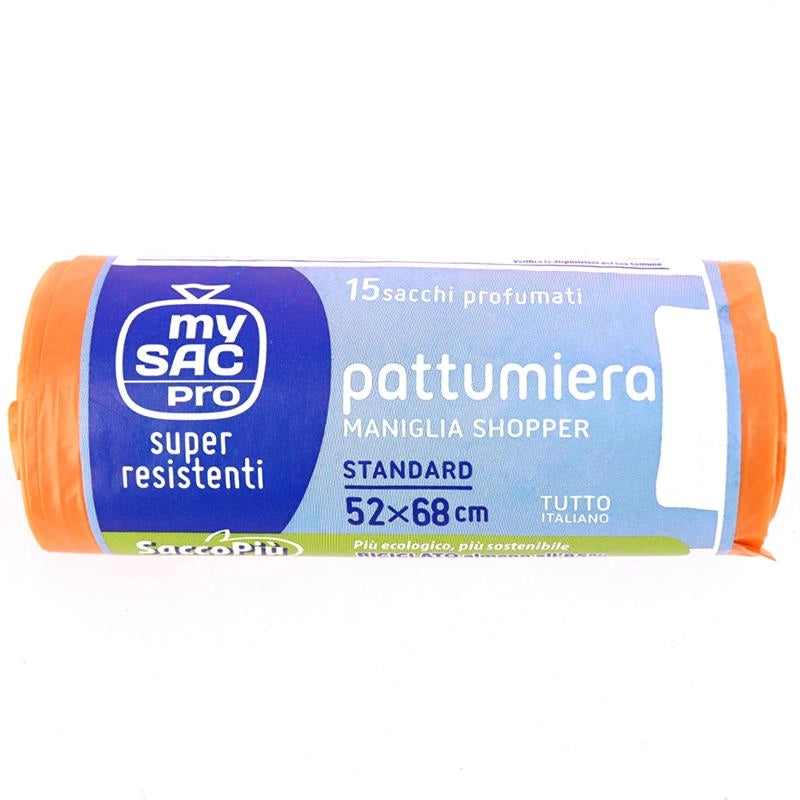 SACCHI PATTUMIERA PROFUMATI CON MANIGLIA SHOPPER SUPER RESISTENTI 15 PZ 52X68 CM ASSORTITO