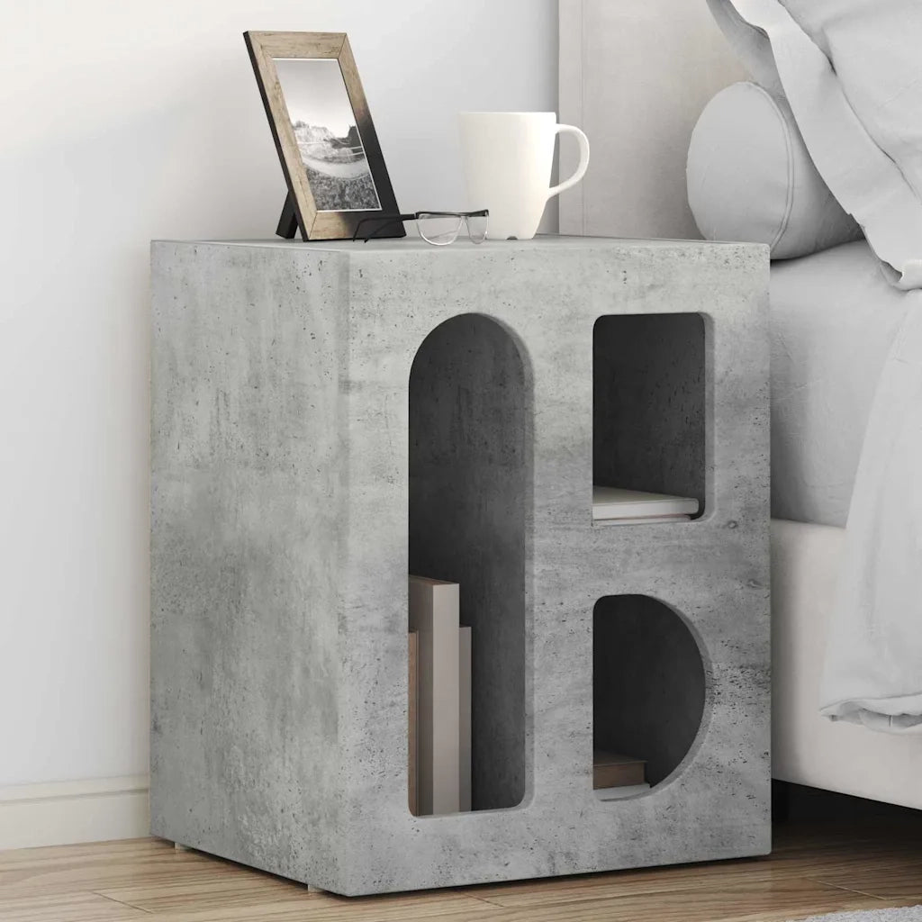 Set di 2 Comodini | Armadio da Notte | Mobiletto da notte Grigio cemento 40 x 35 x 50 cm Legno multistrato