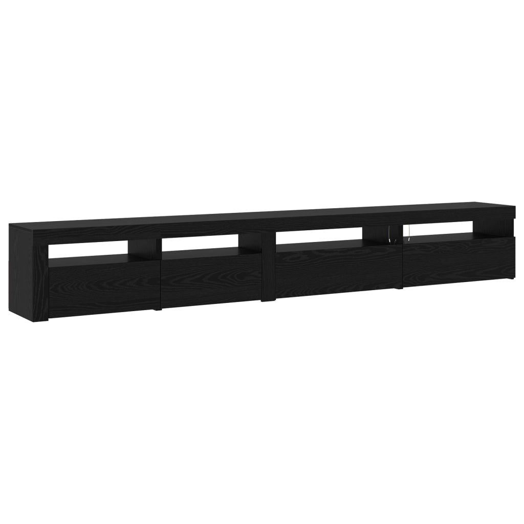 Set di mobili TV 3 pezzi  con luci LED in rovere nero legno ingegnerizzato