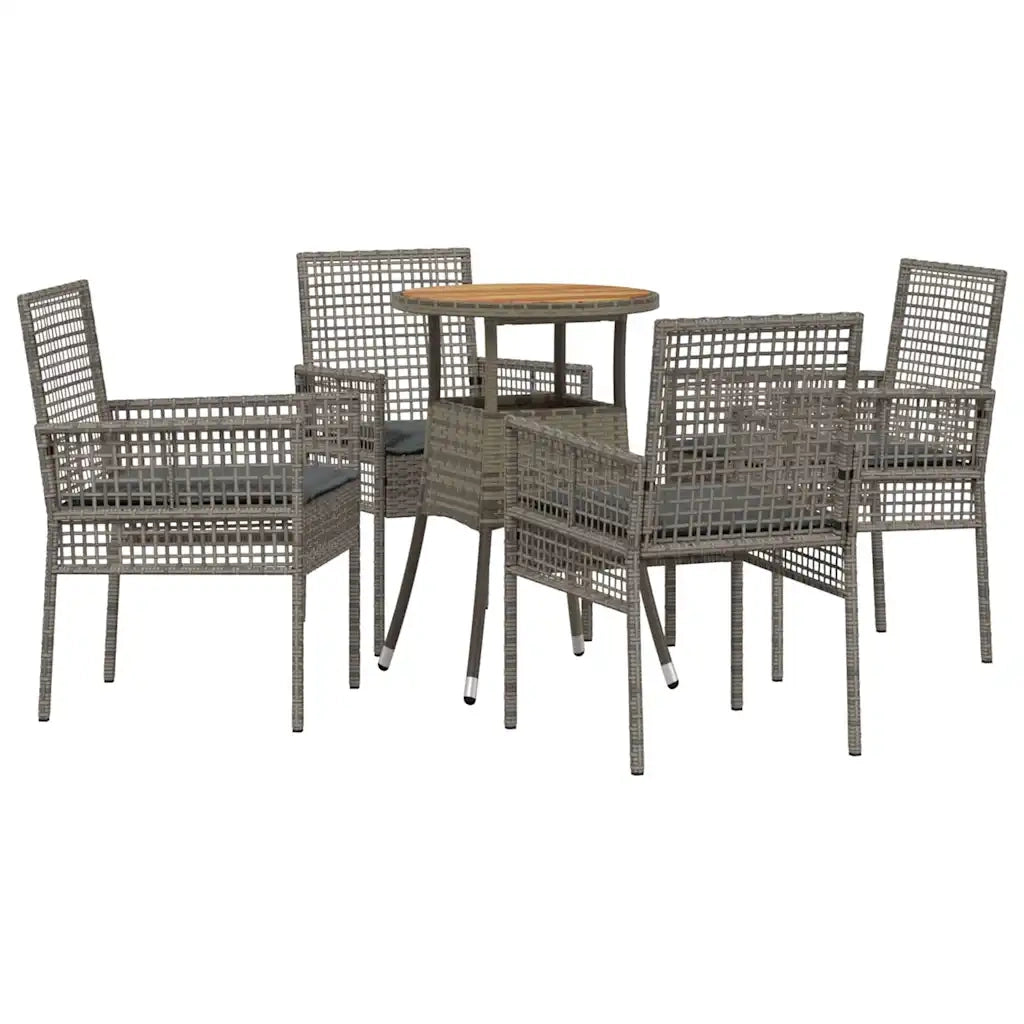 Set da Pranzo per Giardino 5 pz | Set Salotto da Giardino Grigio polyrattan