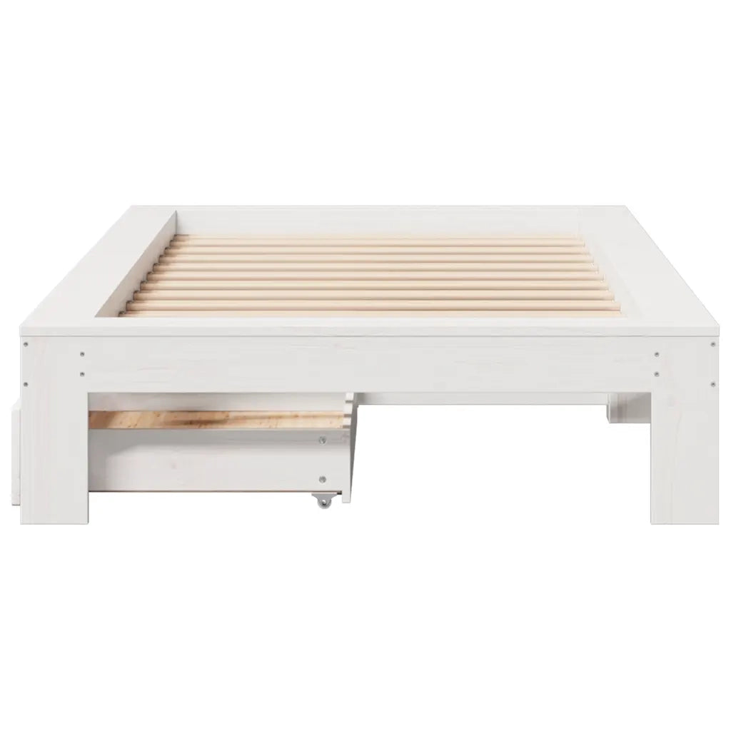 Giroletto senza Materasso Bianco 90x200 cm Legno Massello Pino