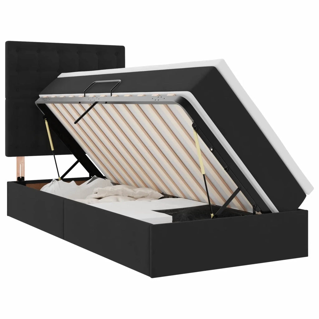 Letto con contenitore e materasso Nero 90 x 190 cm Velluto