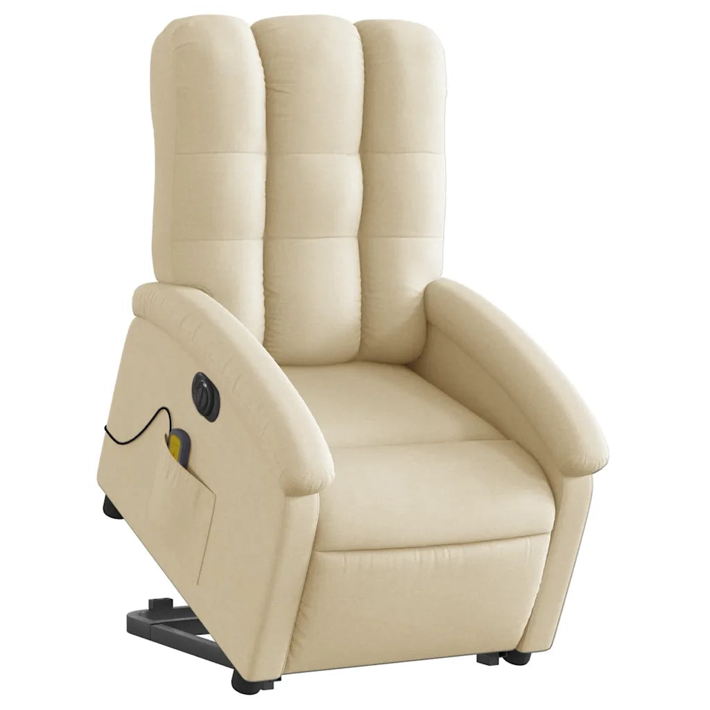 Poltrona Alzapersona Massaggiante Elettrica Crema in Tessuto 3204137
