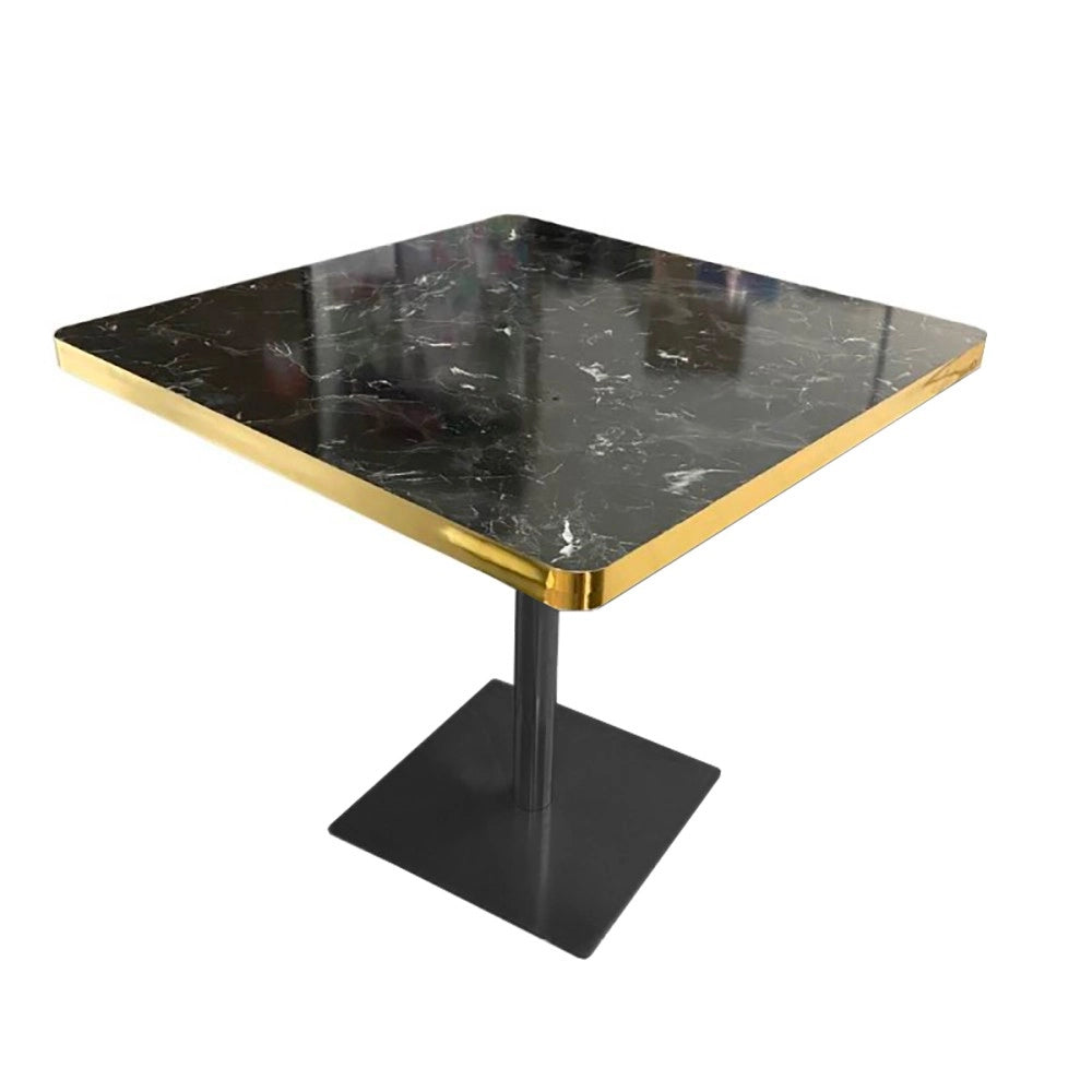 Tavolo quadrato 80x80 base nera e piano effetto marmo nero Key