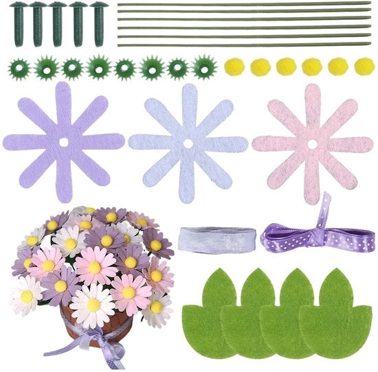 Kit di artigianato con fiori finti e istruzioni