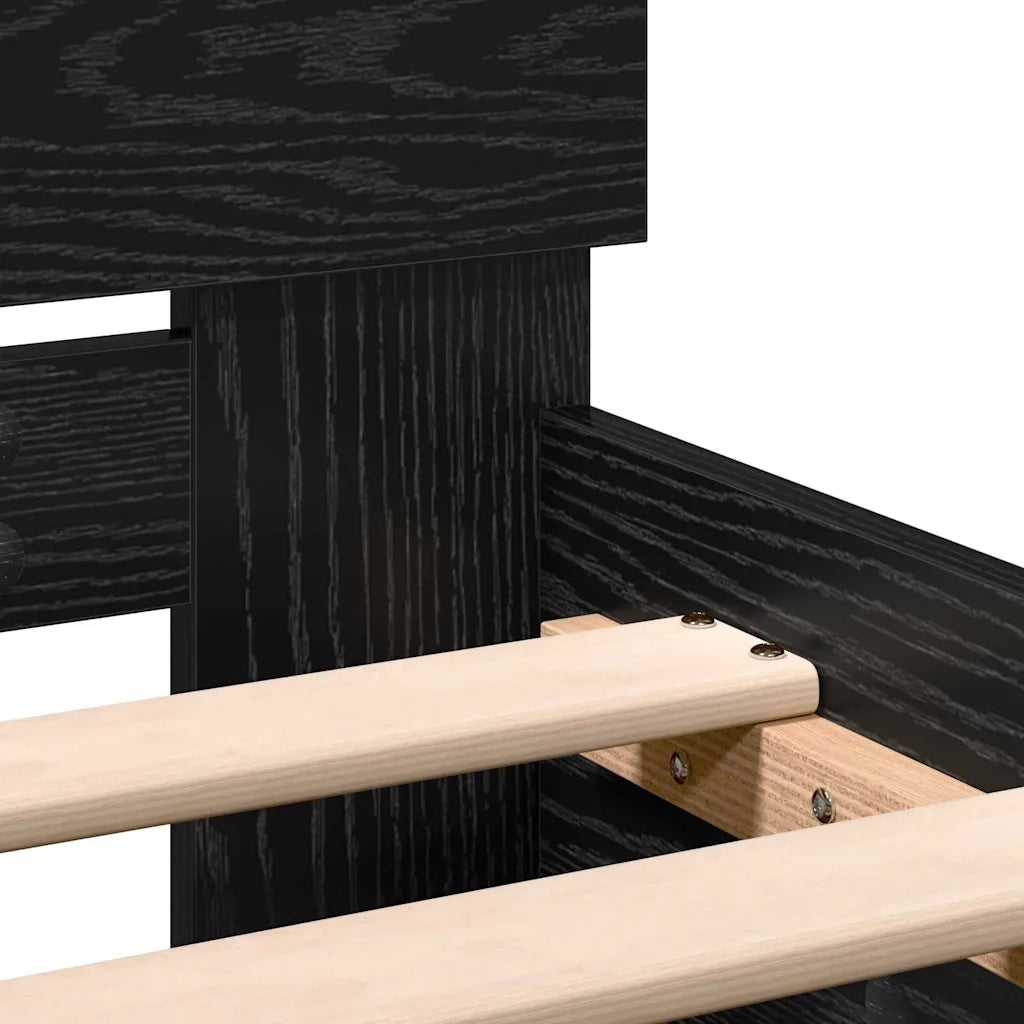 vidaXL Struttura letto con testata Rovere Nero 120 x 190 cm