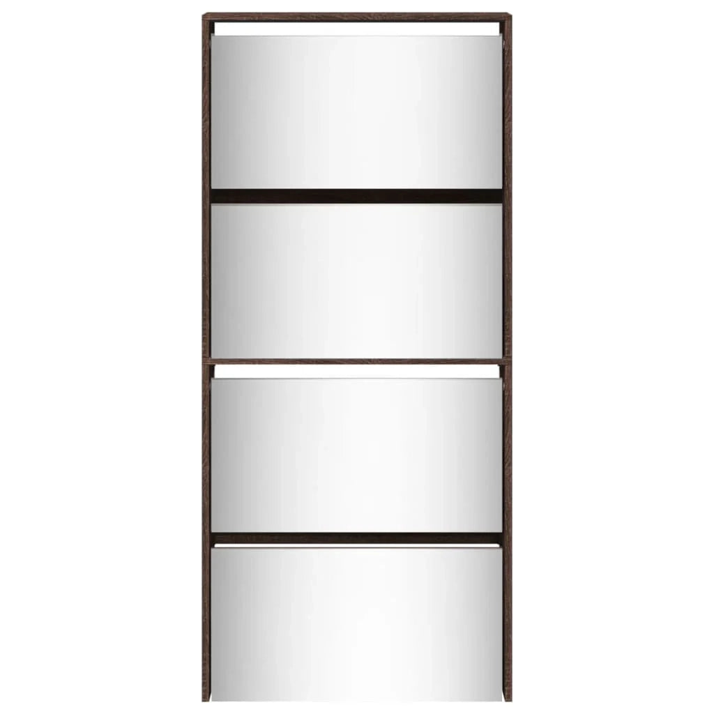 Scarpiera mobiletto portascarpe mobile ingresso/corridoio/soggiorno con specchio 4 ripiani 63 x 17 x 134 cm marrone 02_0021887