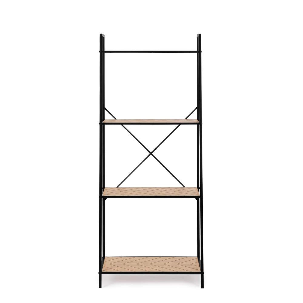 Libreria 4 Ripiani Haldor in Acciaio Nero Minimal Bizzotto
